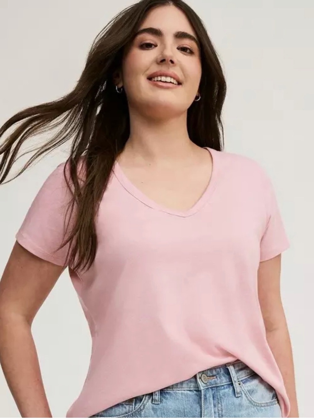 torrid Light Pink V-Neck Short Sleeve Tee